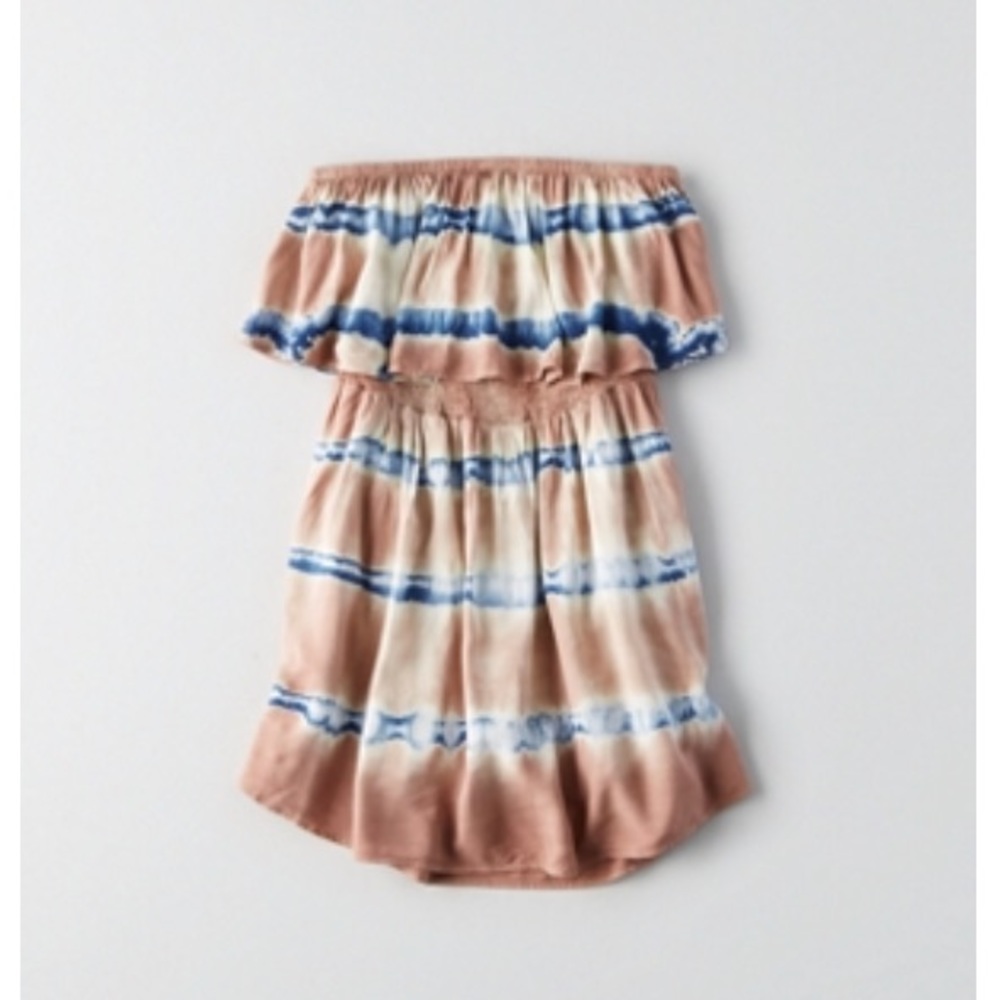 Tie Dye Strapless Romper Dress